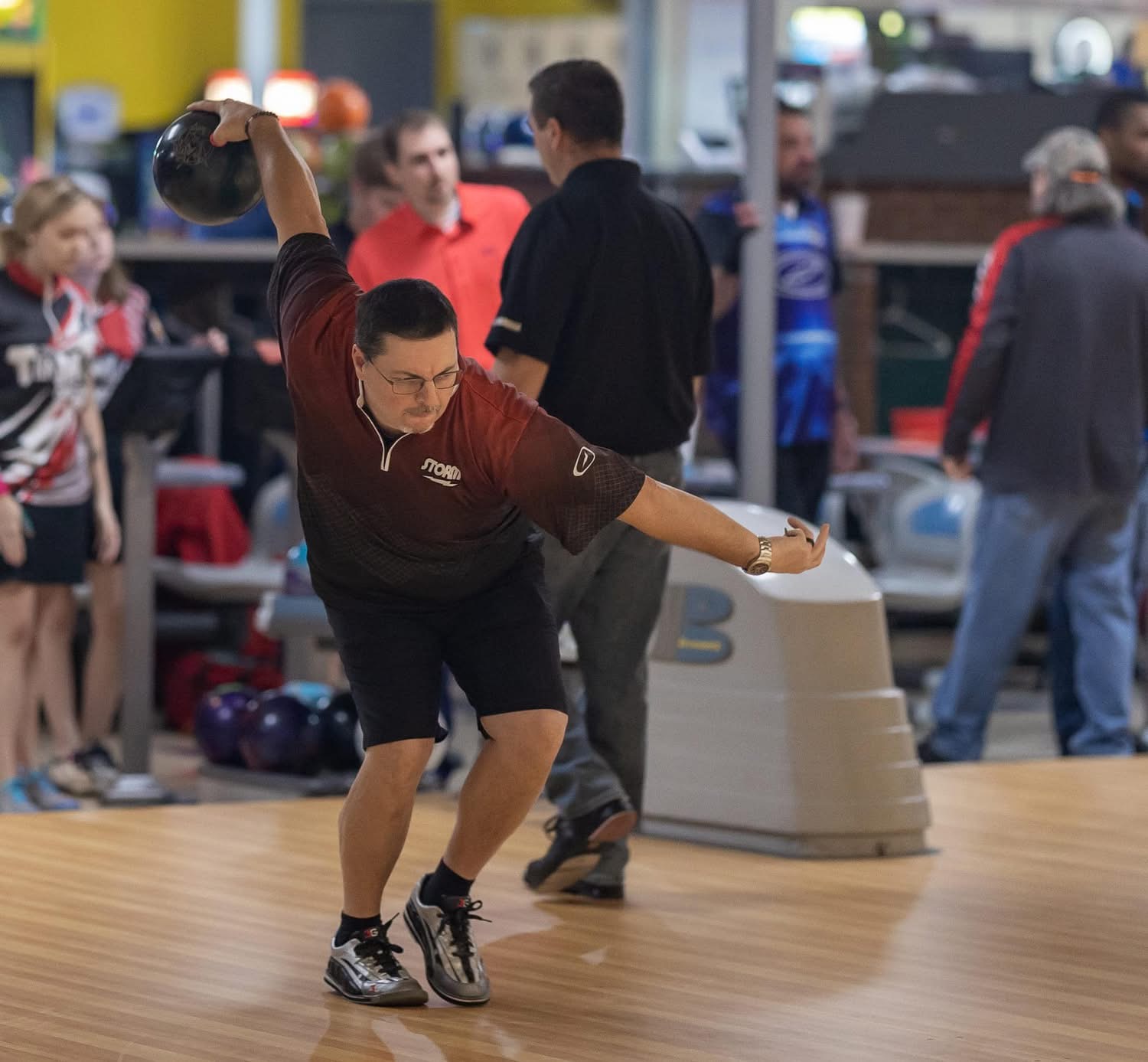 Rick Coy, owner of Solid 9 Pro Shop, on the lanes